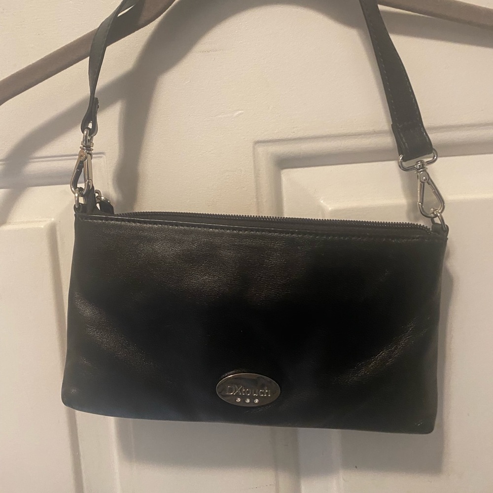 Italian Black Leather Bag Wristlet Purse Clutch by DX Touch - Picture 4 of 12